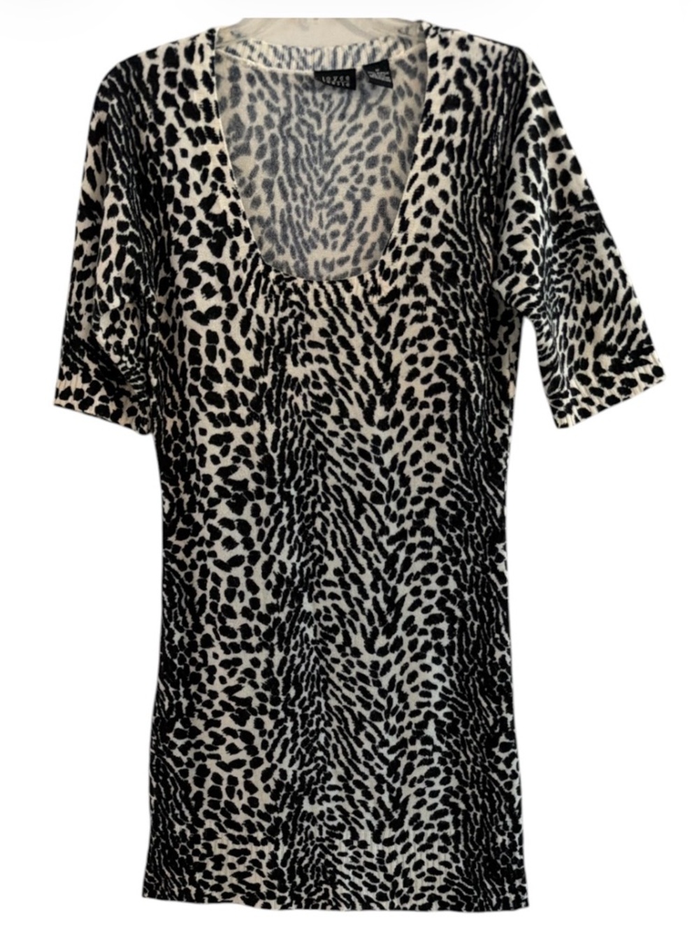 Vintage Joyce Leslie Black and White Animal Print Bodycon Mini Dress Size M